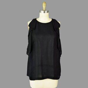 KATE SPADE BLACK CREPE RUFFLE TOP